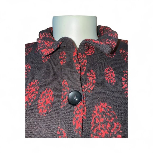 Creation Red & Black Long Sleeve Collared Ribbed Knit Tunic Women's XL - Picture 6 of 11